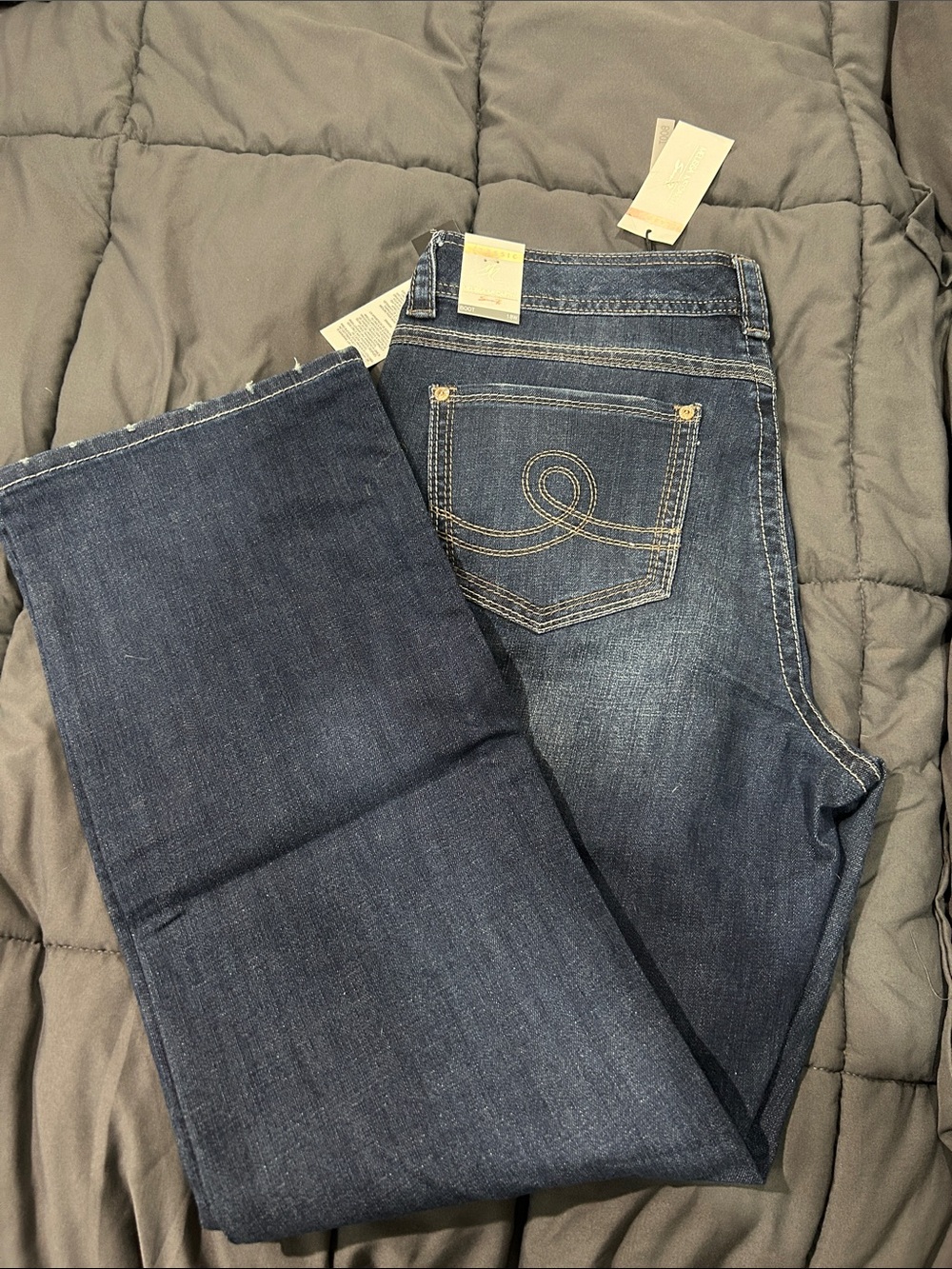 Melissa McCarthy Straight Leg Jeans in Dark Blue Wash